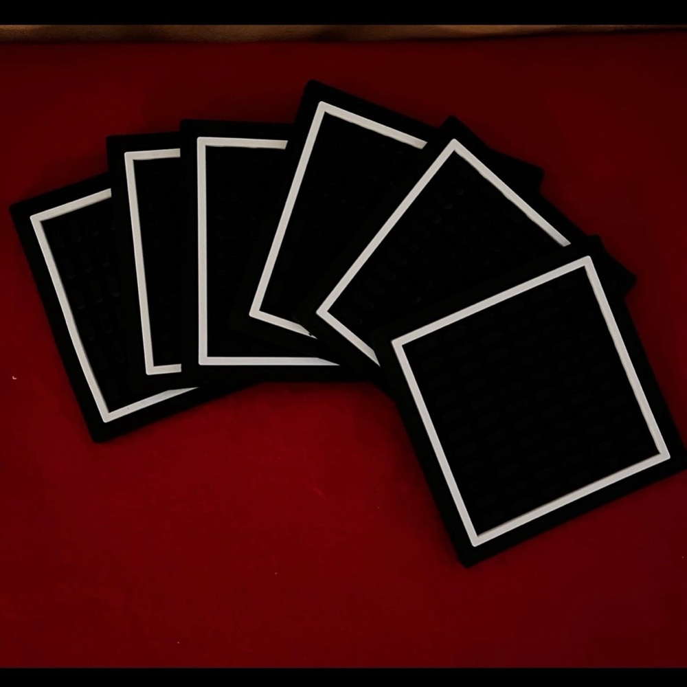 Custom White Border Rubber Coaster Set
